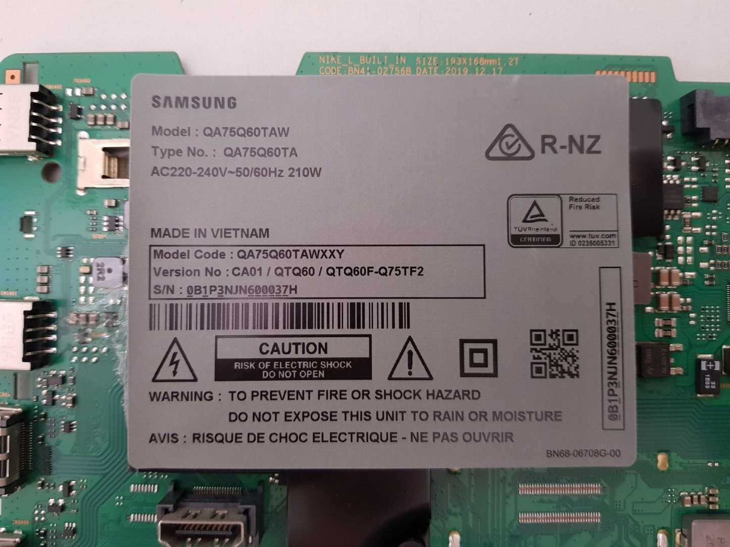 GENUINE SAMSUNG QA75Q60TAW (VER CA01) MAIN BOARD BN41-02756B BN94-15325V