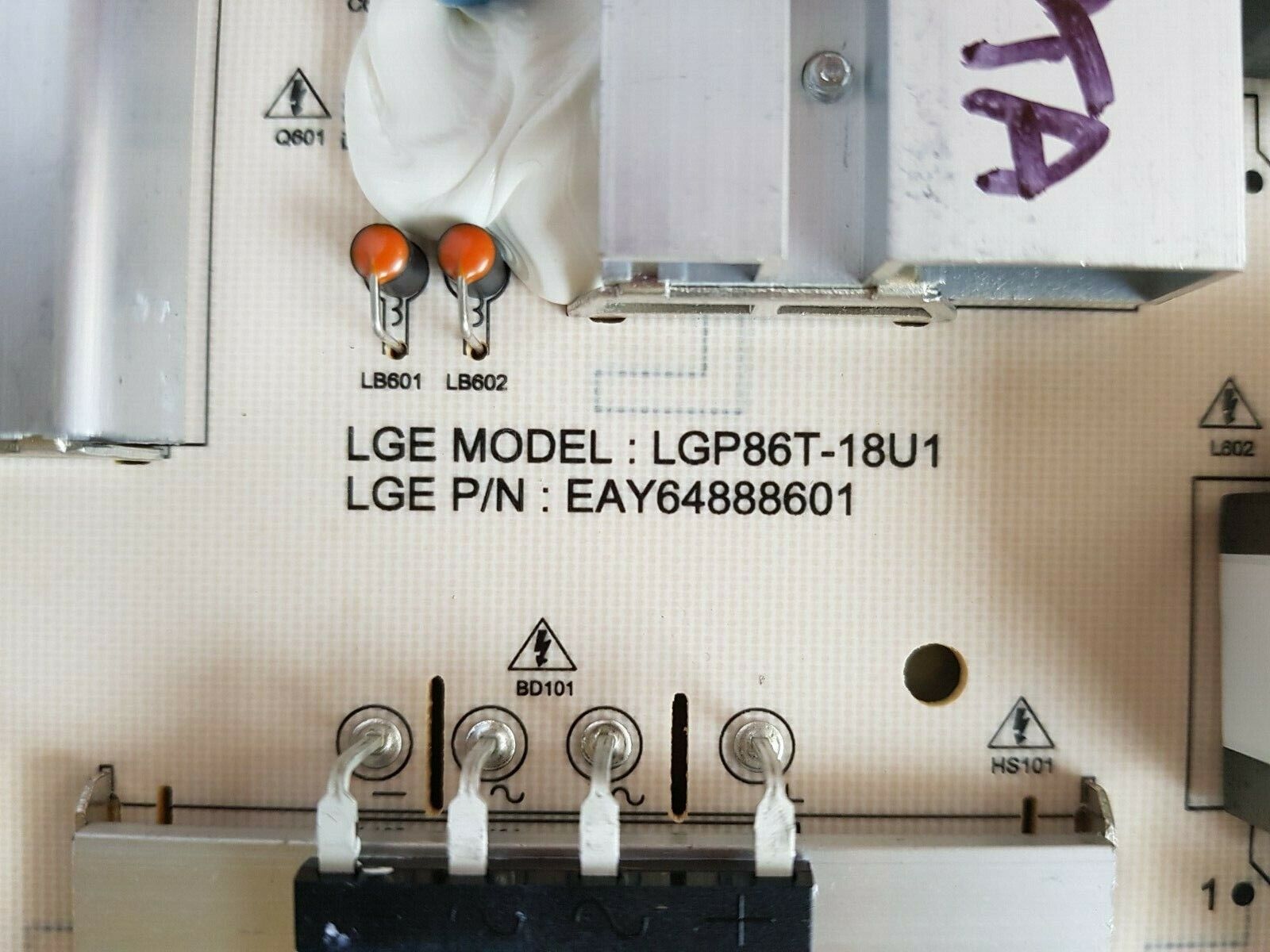 GENUINE LG 86UM7600 POWER SUPPLY BOARD EAY64888601 LGP86T-18U1 3PCR02251A 