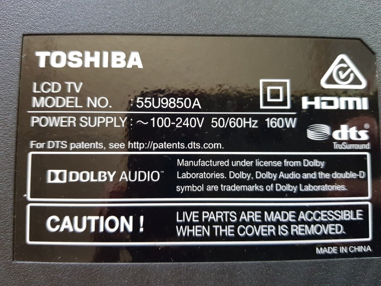 GENUINE TOSHIBA 55U9850A STAND & SCREWS