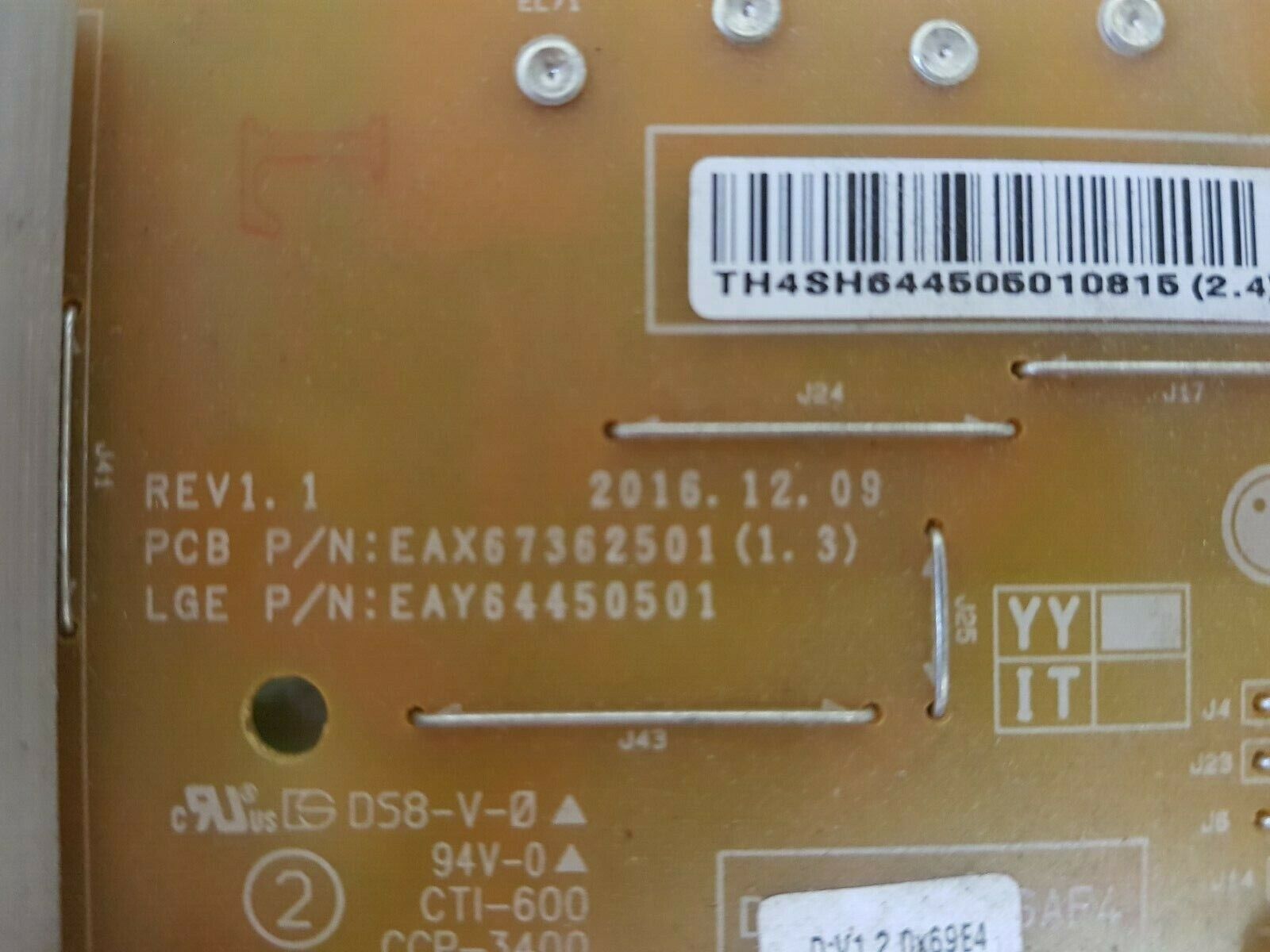 GENUINE LG 55UJ654T POWER SUPPLY BOARD EAY64450501 EAX67362501 LGP55L-17UL6