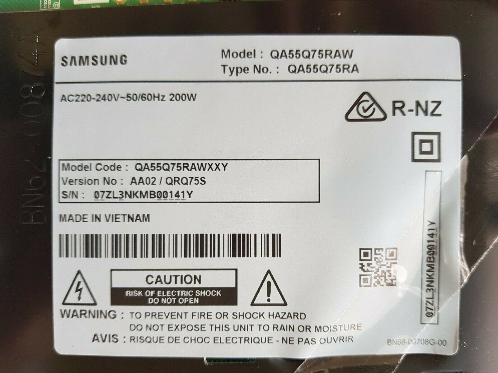 GENUINE SAMSUNG QA55Q75RAWXXY (VER AA02) MAIN BOARD BN94-14345E BN41-02695A