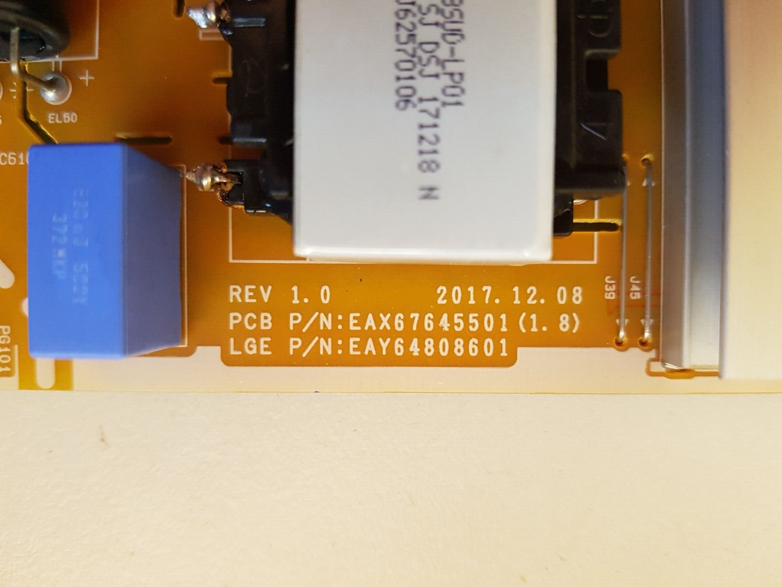GENUINE LG 49UK7550 POWER SUPPLY BOARD EAY64808601 EAX67645501 1.8 LGP4955-18UL6