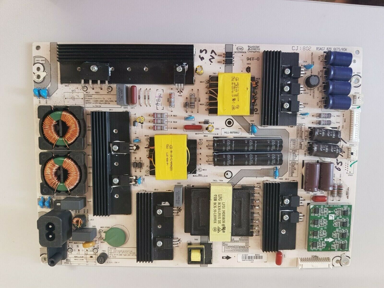 GENUINE HISENSE 65N7 POWER SUPPLY BOARD RSAG7.820.6675 HLL-6070WJ 211537