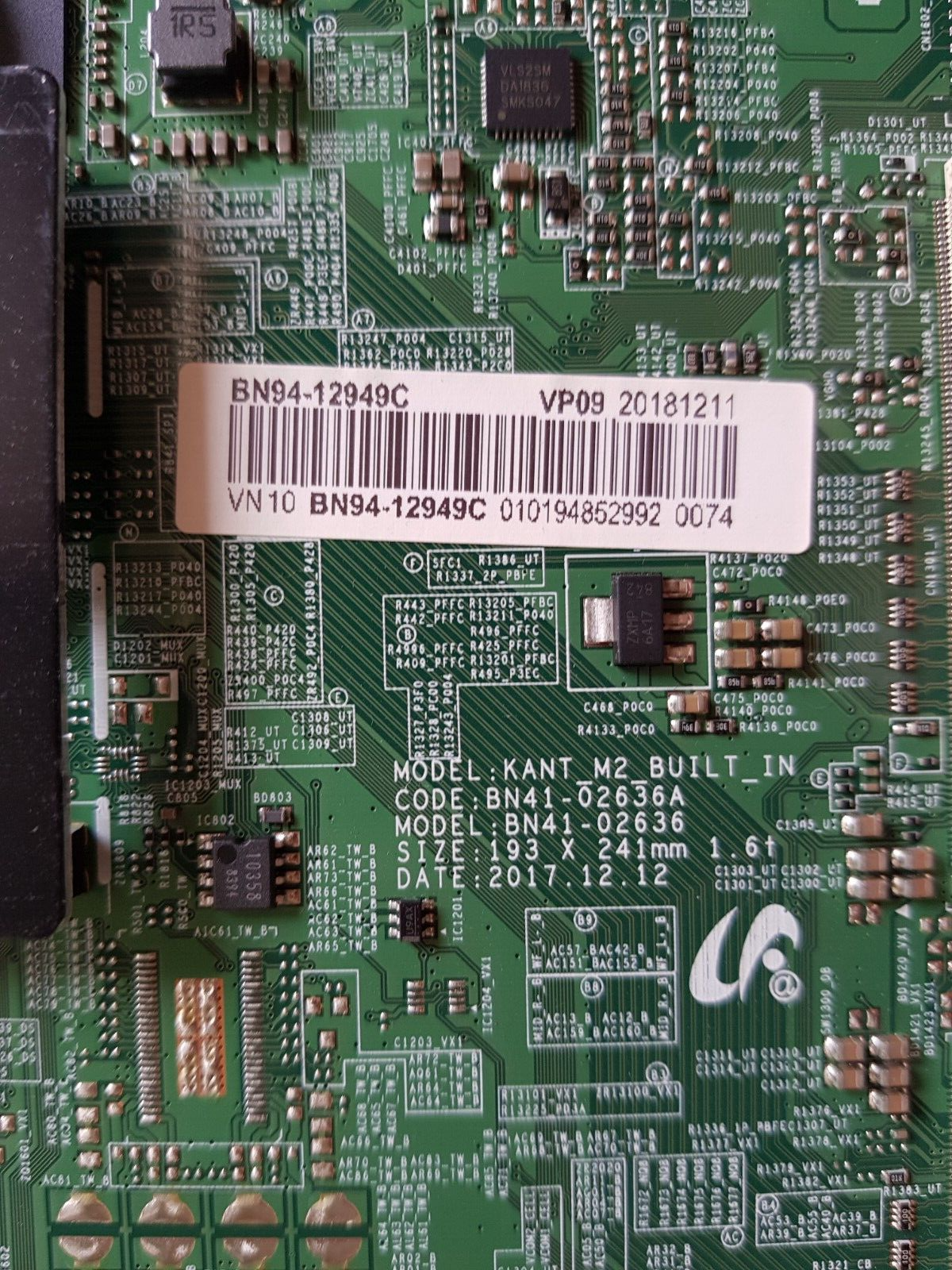 GENUINE SAMSUNG UA65NU8000 (VER AA02 AB04) MAIN BOARD BN94-12949C BN41-02636A
