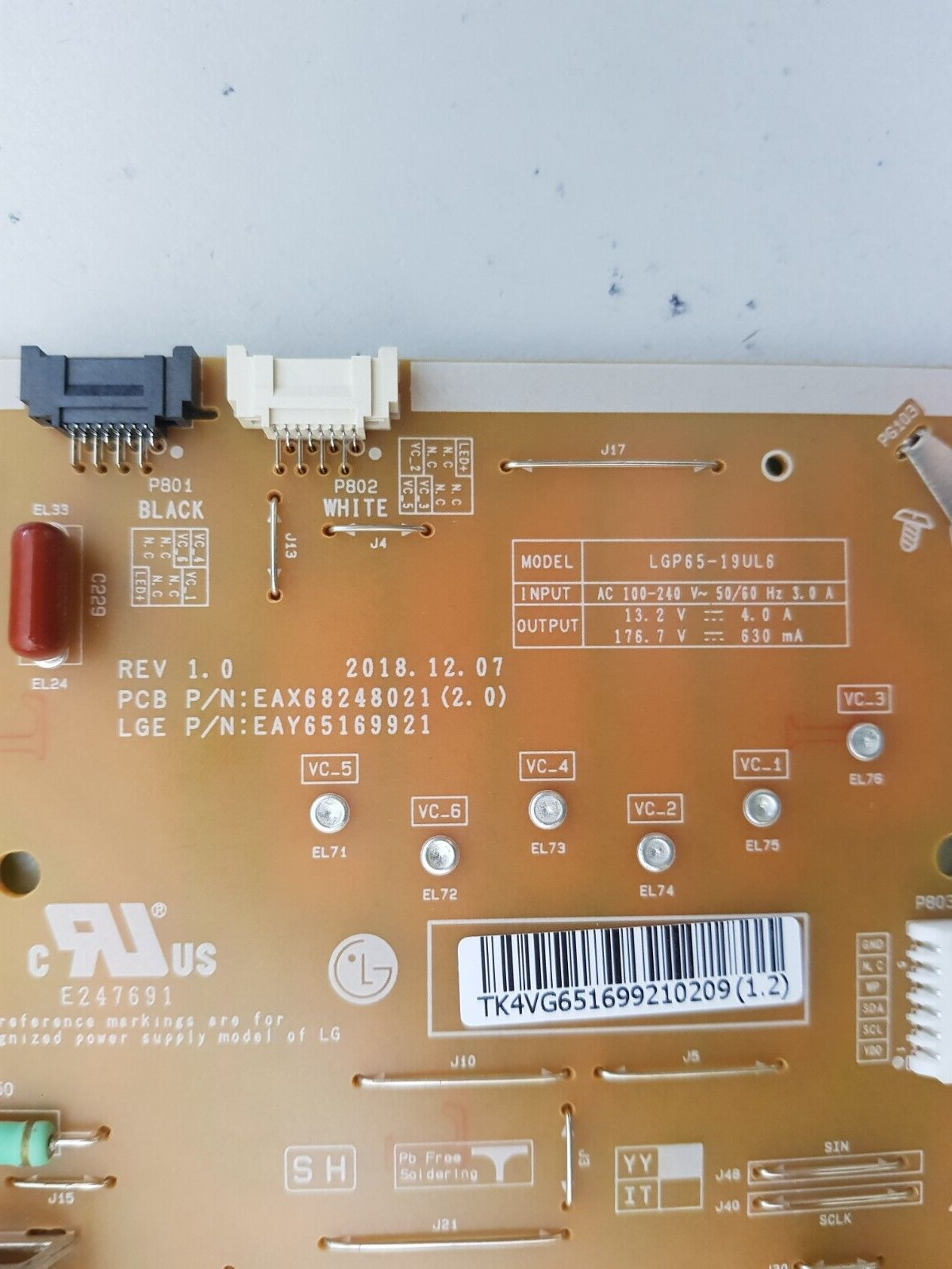 GENUINE LG 65SM8600 POWER SUPPLY BOARD EAY65169921 LGP65-19UL6 EAX68248021