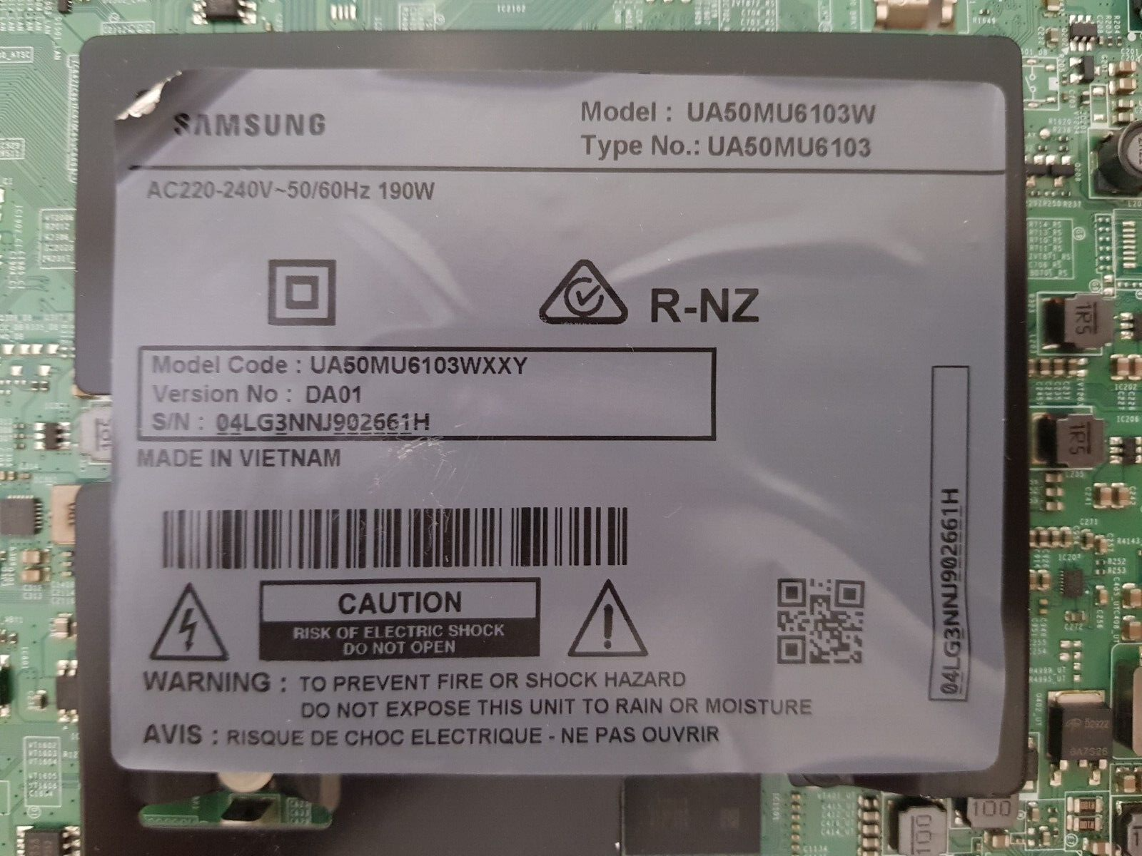 GENUINE SAMSUNG UA50MU6103 WXXY (VER DA01) MAIN BOARD BN94-12572M BN41-02568A