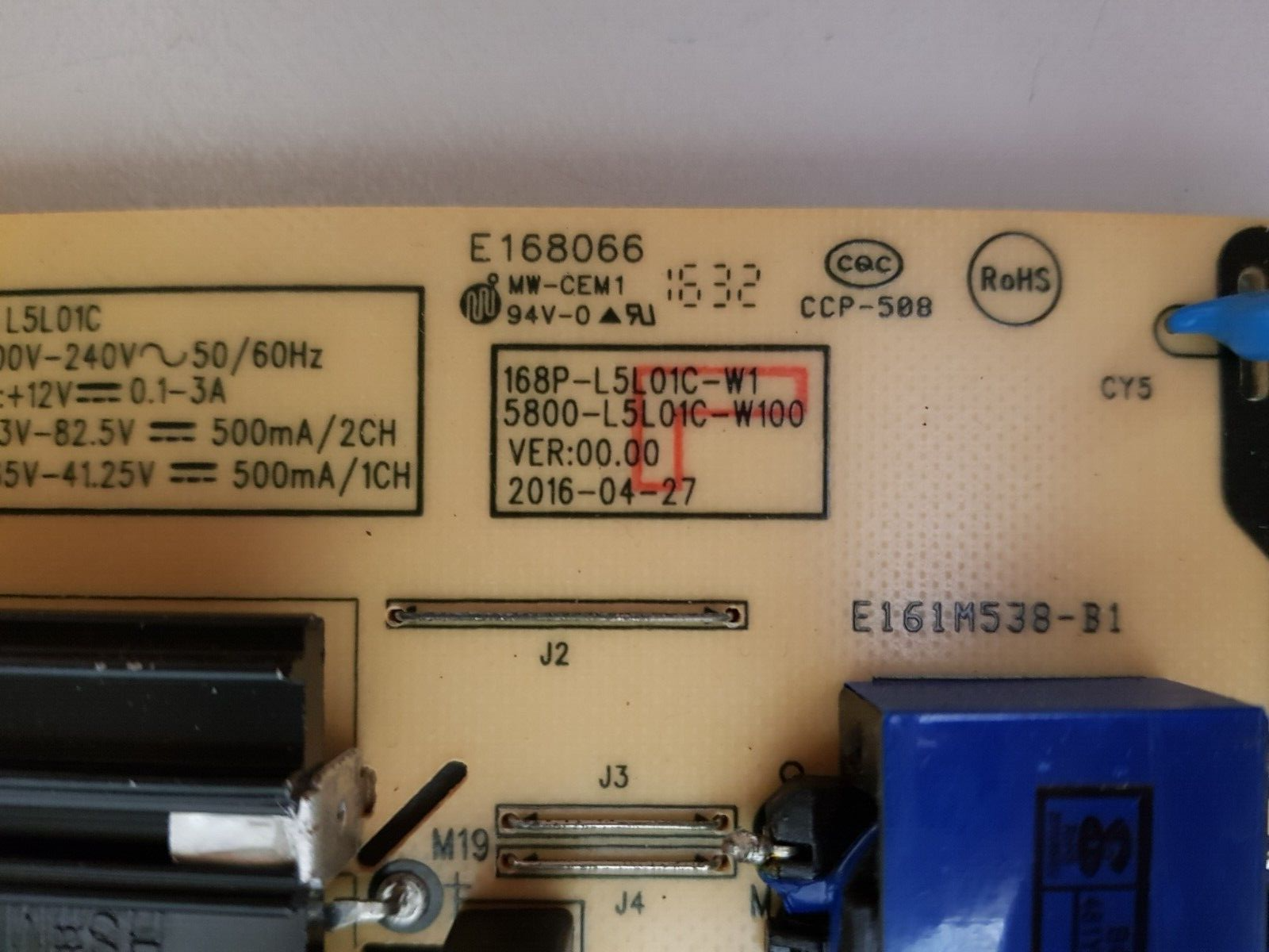 GENUINE TOSHIBA 55L3650A POWER SUPPLY BOARD L5L01C 168P-L5L01C-W1