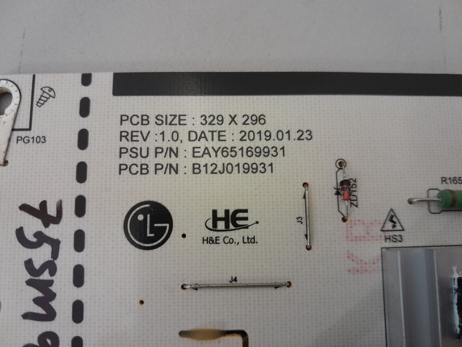 GENUINE LG 75SM9400PTA POWER SUPPLY BOARD  EAY65169931 LGP75M-19SP