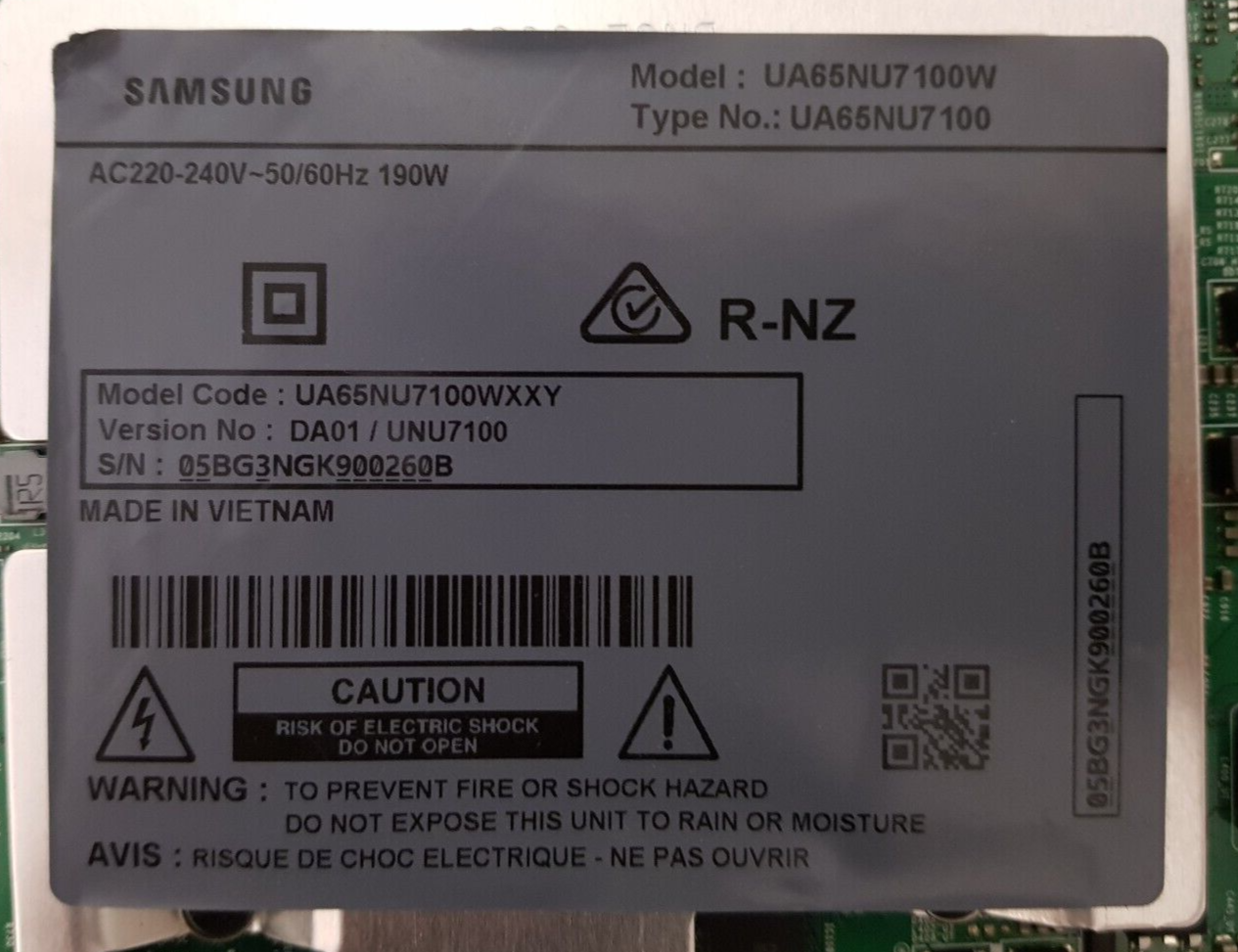 GENUINE SAMSUNG UA65NU7100 WXXY (VER DA01) MAIN BOARD BN94-12804M