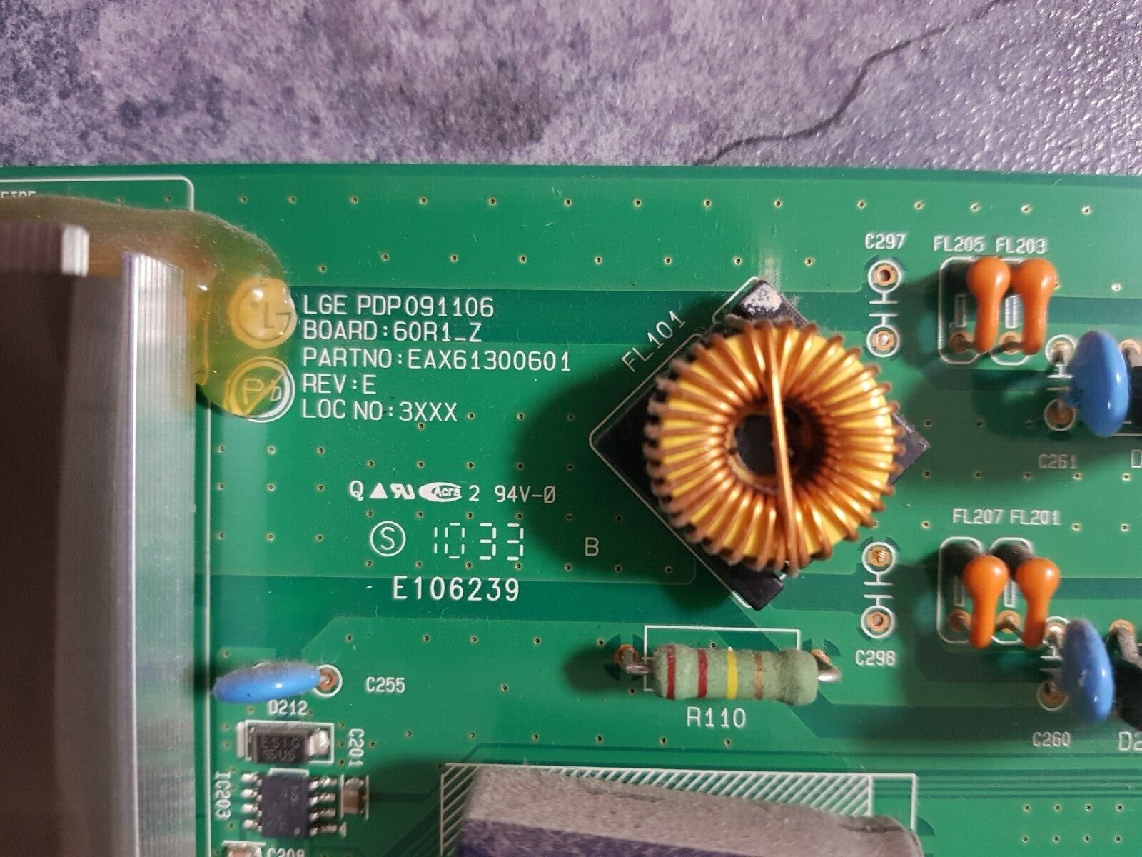 GENUINE LG 60PK540 Z-SUS Board - EAX61300601 REV: E EBR63450501