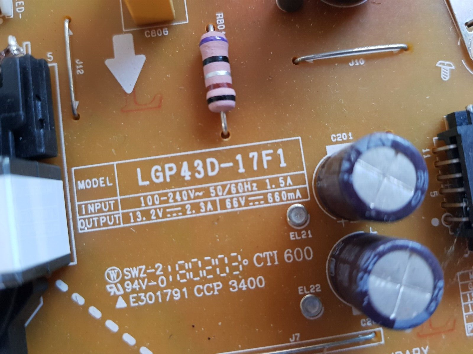GENUINE LG 43LV340C POWER SUPPLY BOARD EAY64529801 EAX67147201 (1.4)