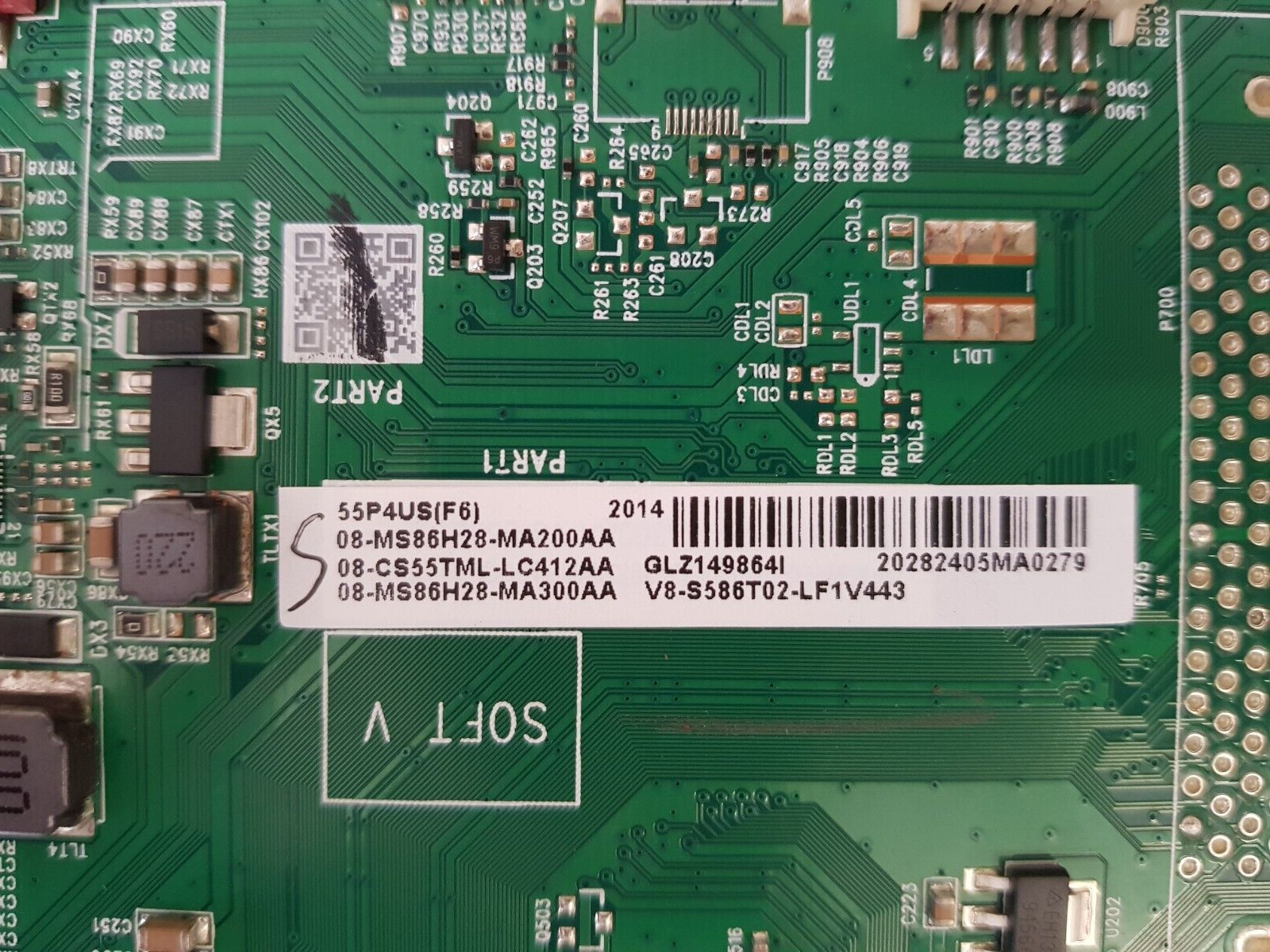 GENUINE TCL 55P4US MAIN BOARD 40-MS86R1-MAA2HG MS86R MS6586 V8-S586T02-LF1V443