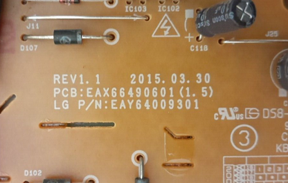 GENUINE LG 55UF680T POWER SUPPLY BOARD EAY64009301 EAX66490601 1.5 LGP55E-15UL2