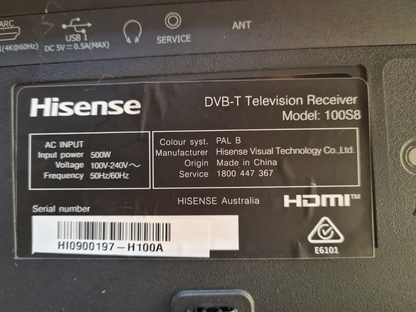 GENUINE HISENSE 100S8 MAIN BOARD HA100U7FUWTG RSAG7.820.9691