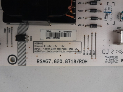 GENUINE HISENSE 43A7G POWER SUPPLY BOARD RSAG7.820.8718 HLL-8718WG 292481