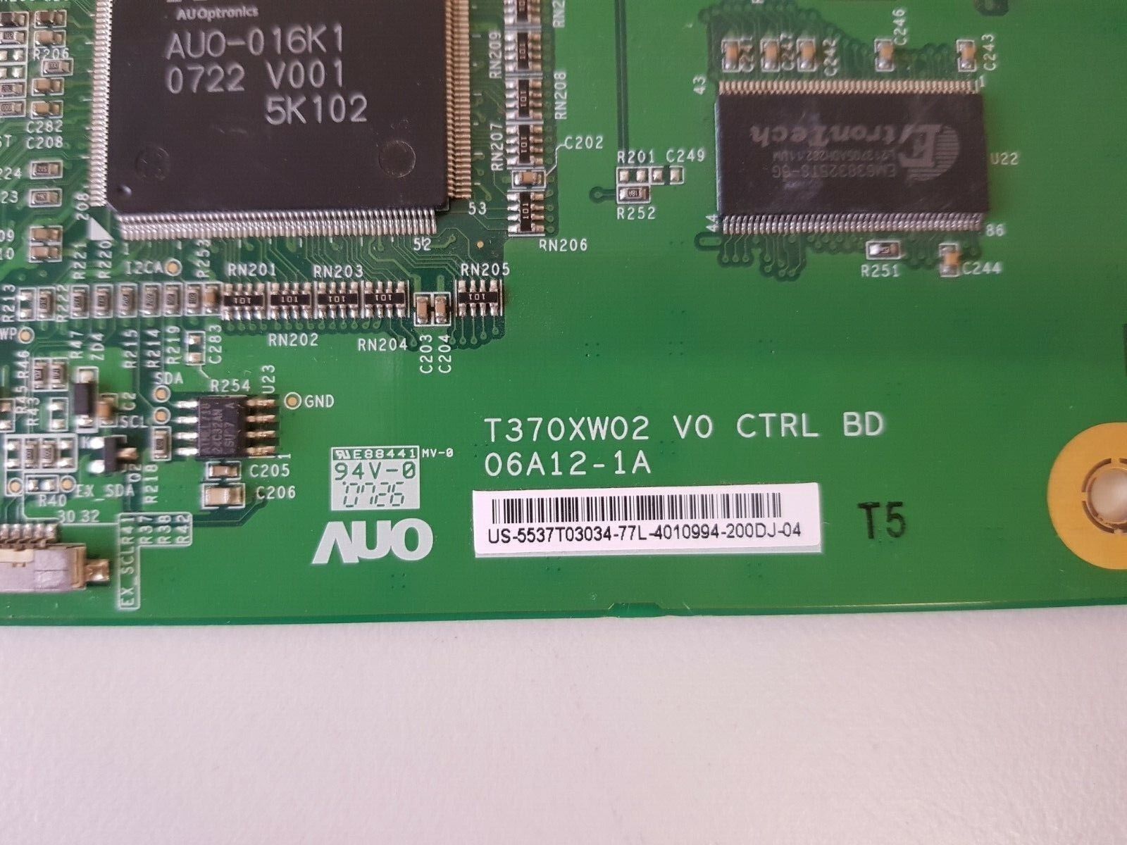 GENUINE VIZIO VS370E T-CON BOARD T370XW02 V0 06A12-1A 5537T03034-77L-4010994-200